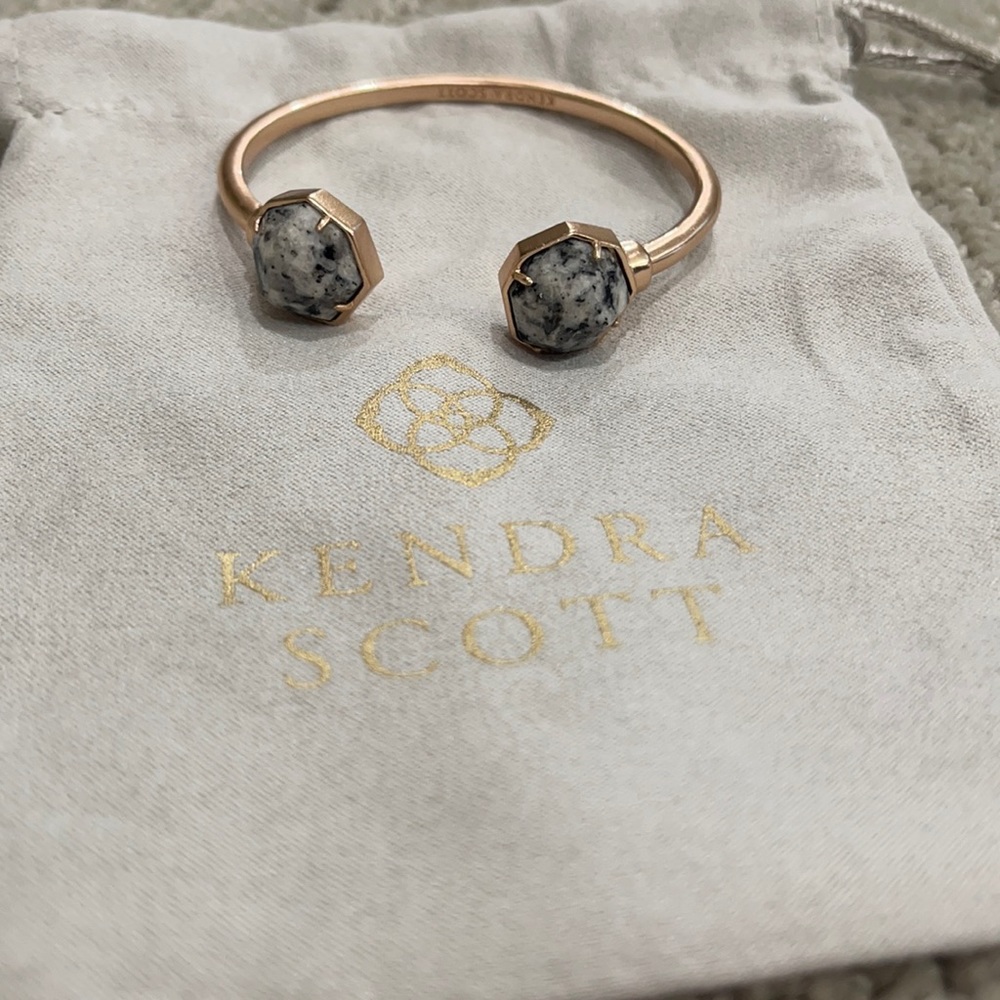 Kendra Scott rose gold cuff bracelet.